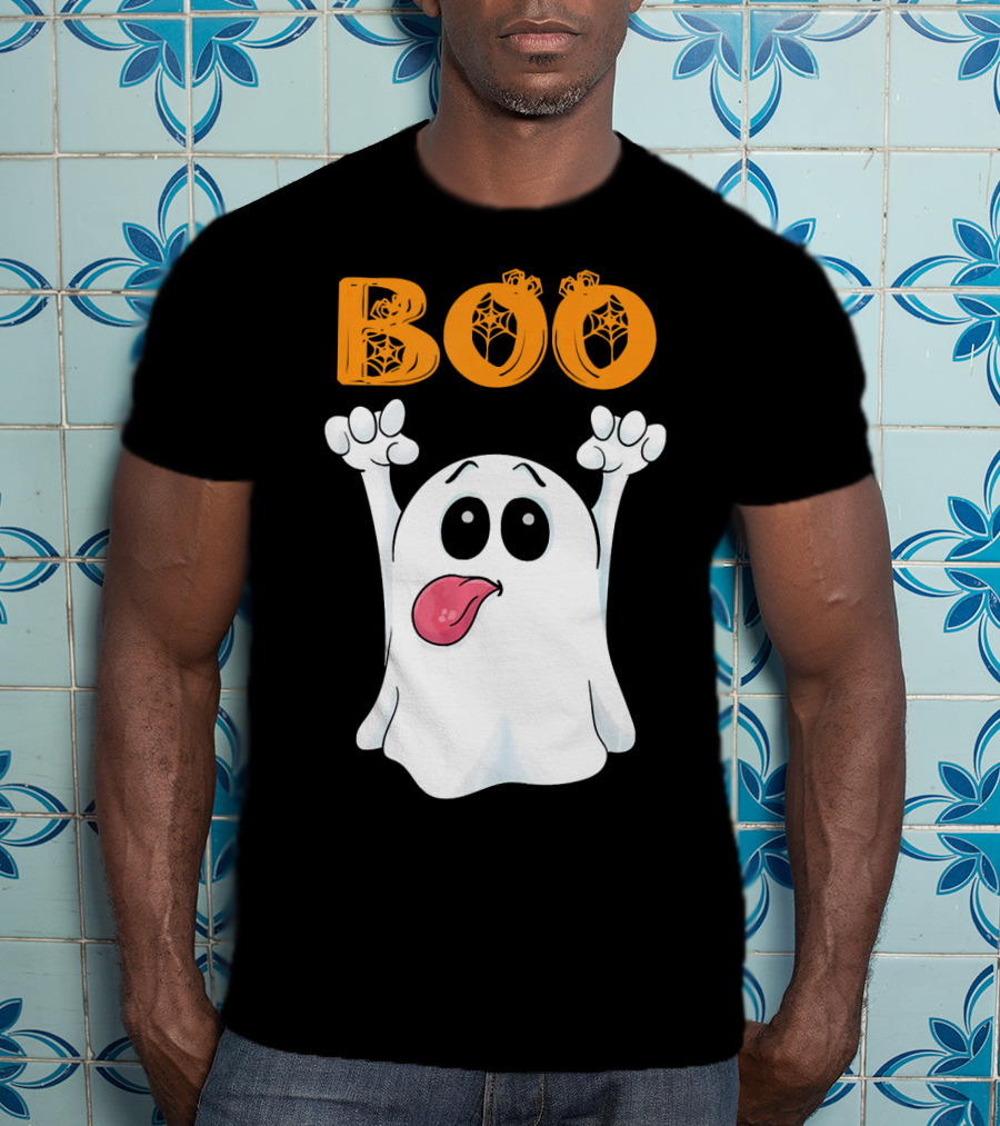 Boo Silly Ghost With Pumpkin Lettering T-Shirt