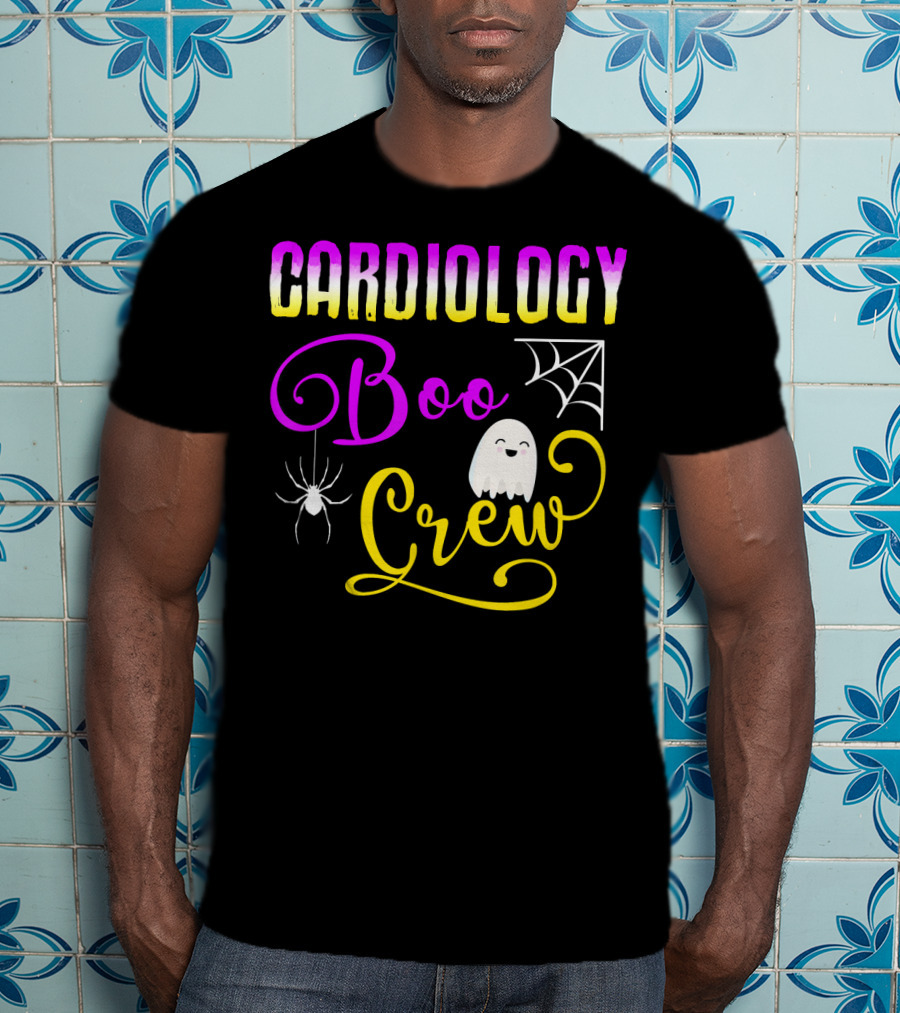 Cardiology Boo Crew Halloween Ghost Spider Web T-Shirt