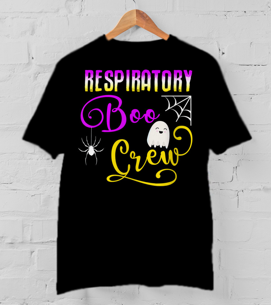Respiratory Boo Crew Ghost And Spider Web T-Shirt