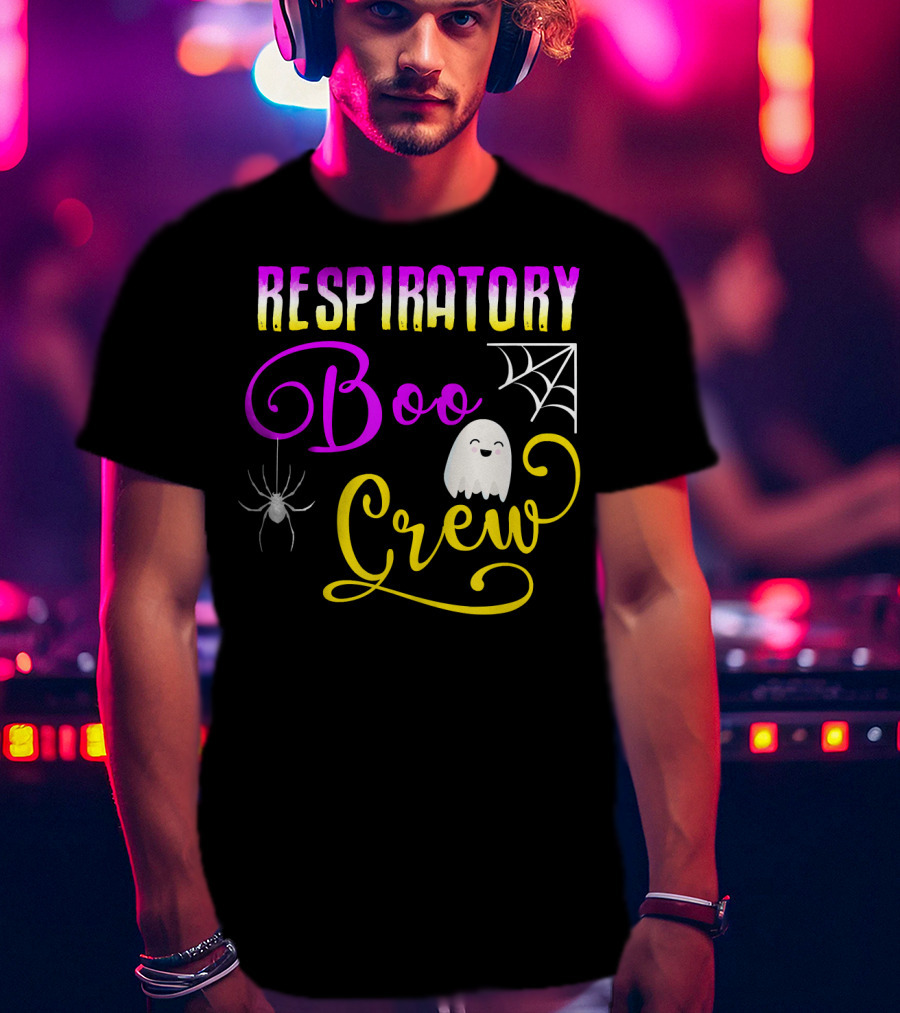 Respiratory Boo Crew Ghost And Spider Web T-Shirt