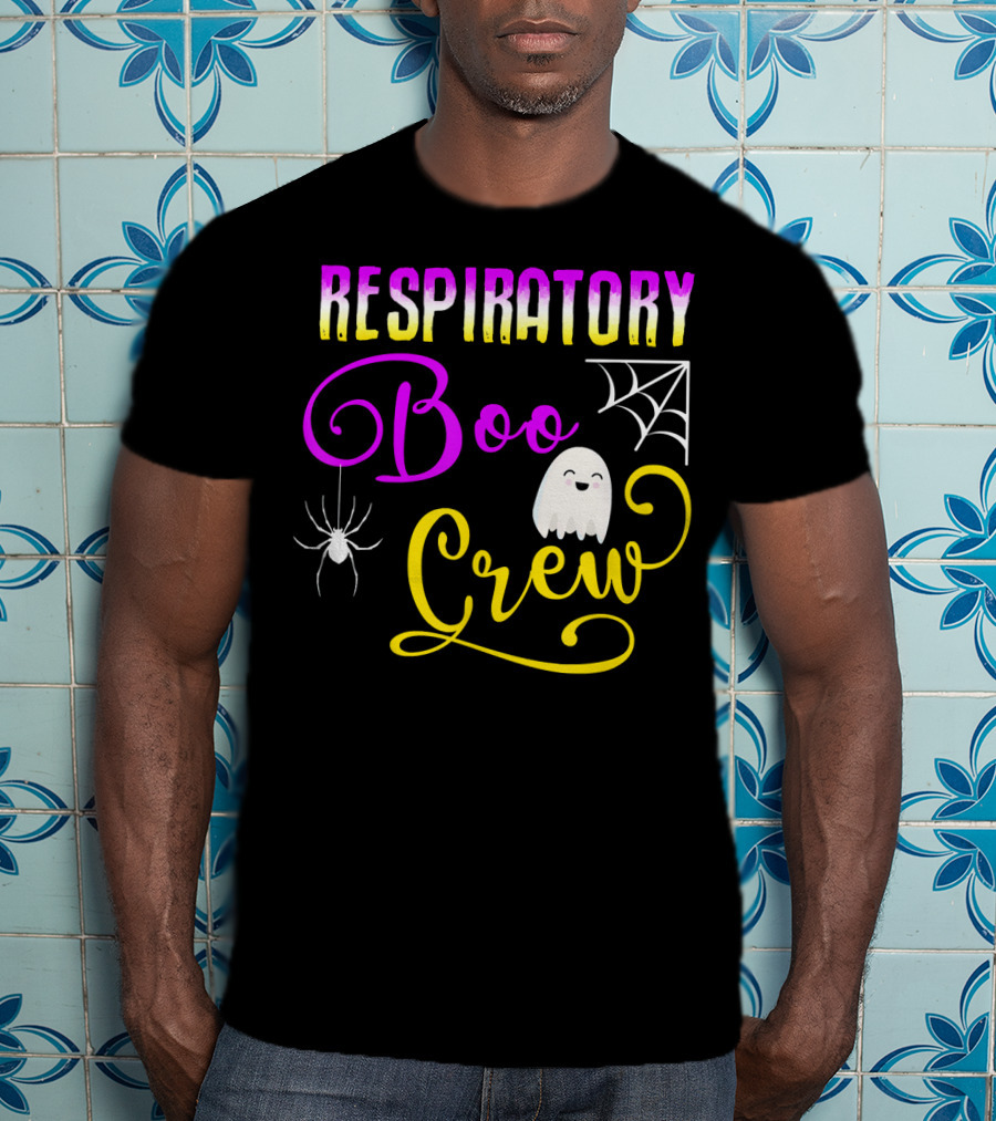 Respiratory Boo Crew Ghost And Spider Web T-Shirt
