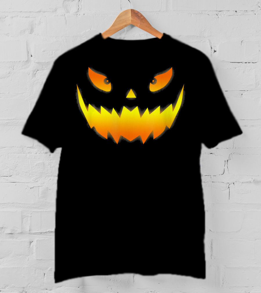 Smiling Glowing Jack O Lantern Pumpkin Face T-Shirt