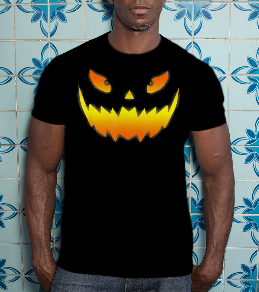 Smiling Glowing Jack O Lantern Pumpkin Face T-Shirt