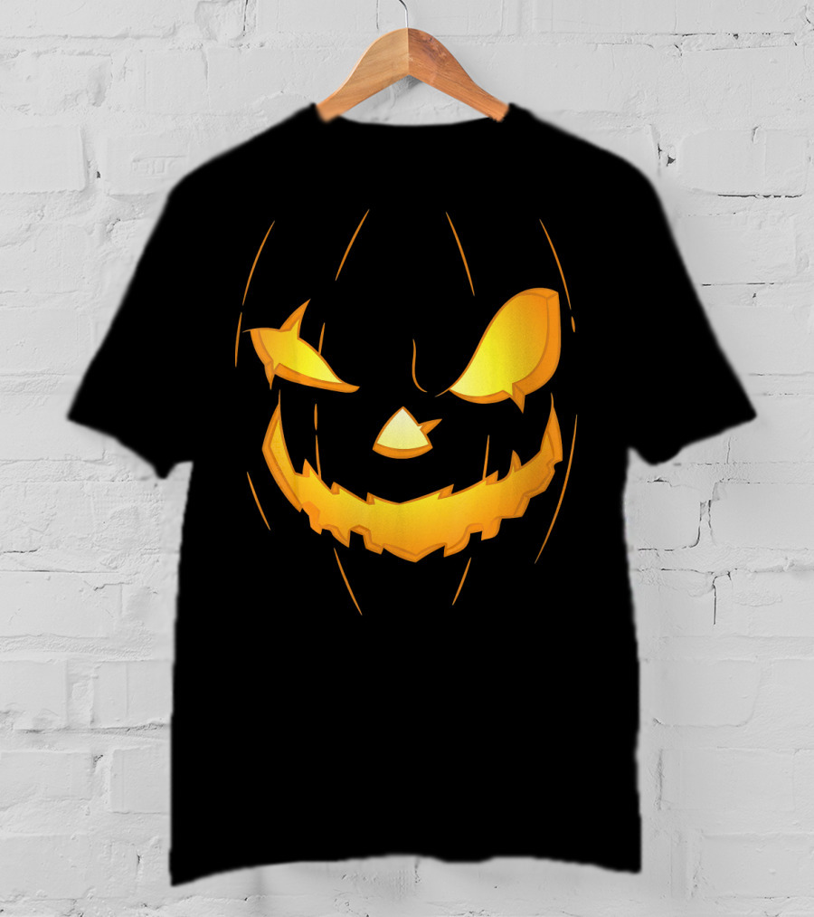 Halloween Pumpkin Jack O Lantern Face Glowing Scary Expression T-Shirt