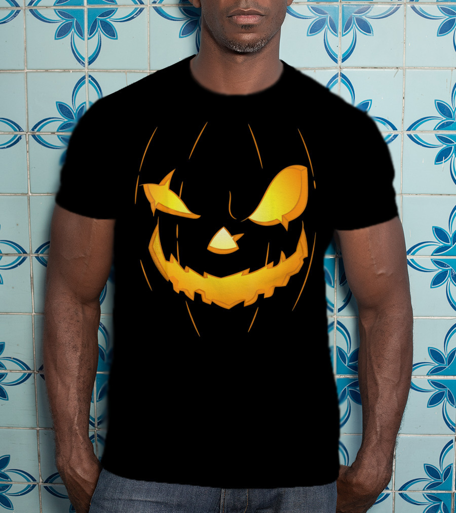 Halloween Pumpkin Jack O Lantern Face Glowing Scary Expression T-Shirt