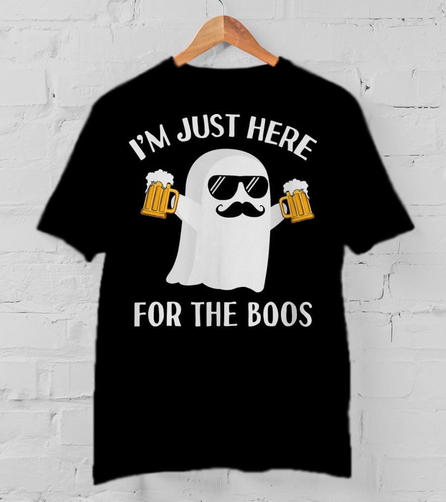 I'm Just Here For The Boos Funny Halloween Party Ghost Beer T-Shirt
