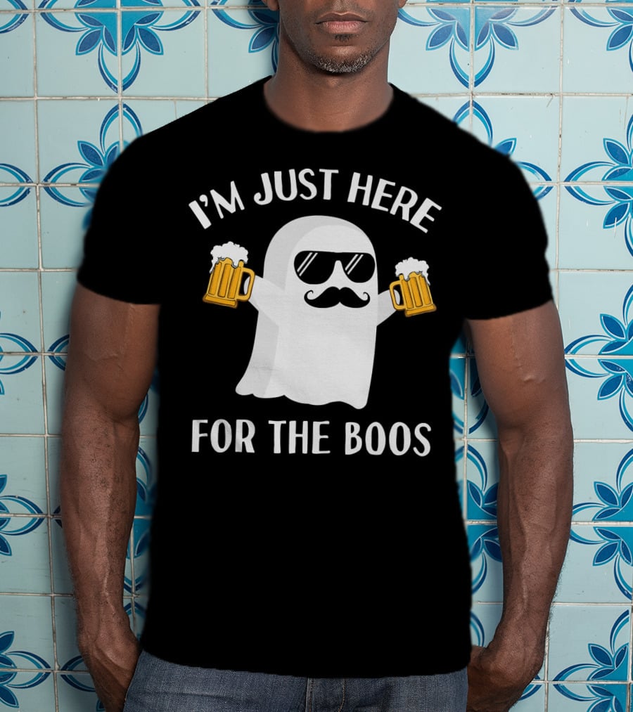 I'm Just Here For The Boos Funny Halloween Party Ghost Beer T-Shirt