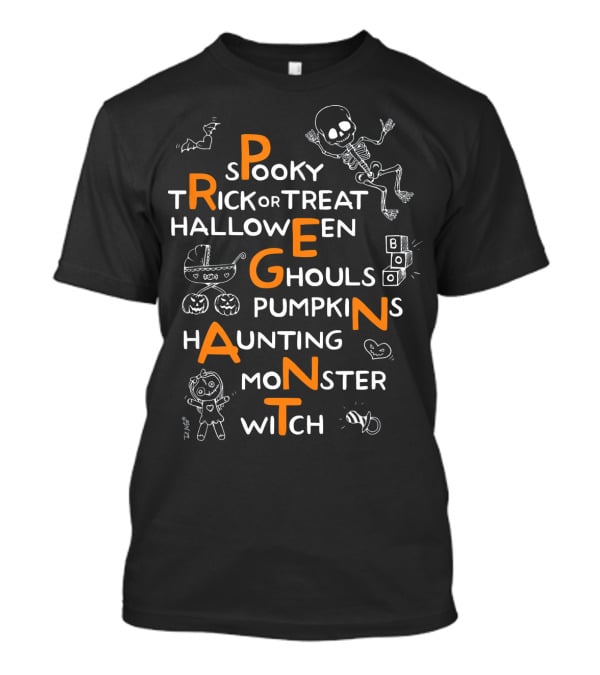 Halloween Spooky Pregnancy Announcement Trick Or Treat Pumpkins Ghoul Monster T-Shirt