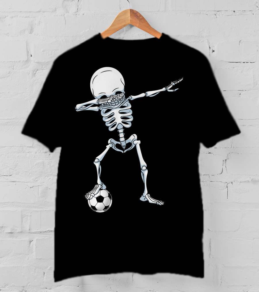 Dabbing Skeleton With Soccer Ball T-Shirt