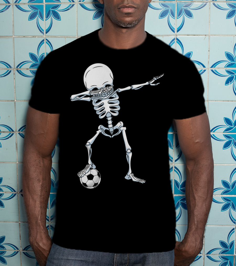Dabbing Skeleton With Soccer Ball T-Shirt