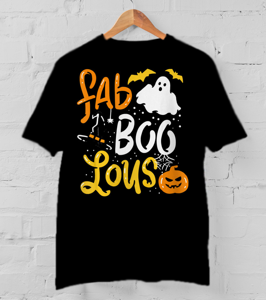 Halloween Fab Boo Lous Ghost Bat Pumpkin Spiderweb T-Shirt
