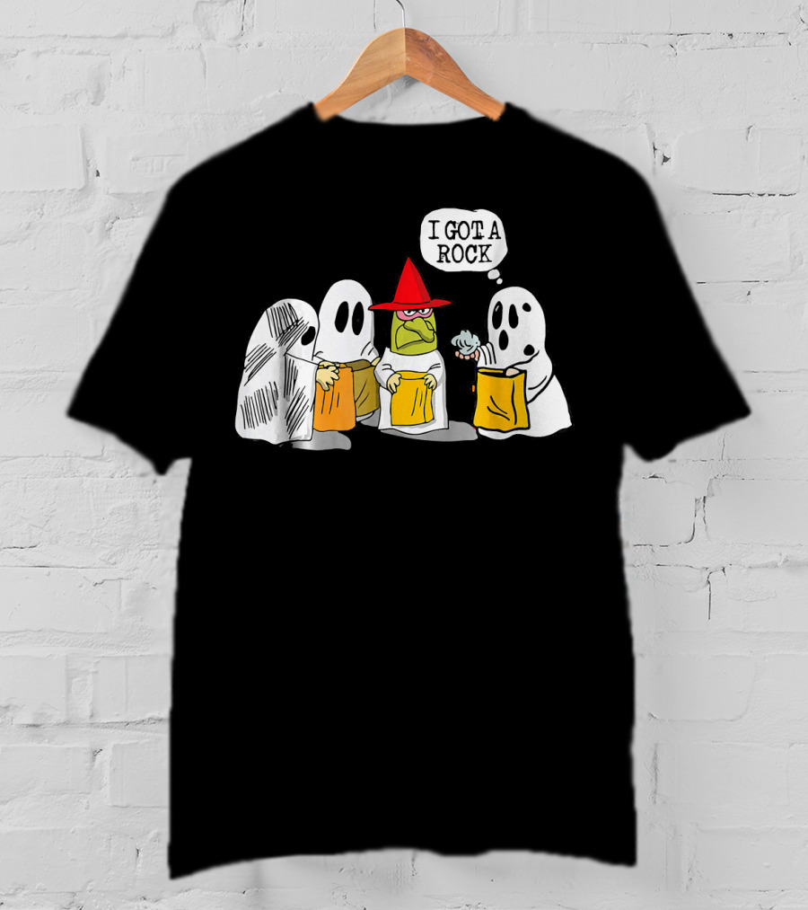 I Got A Rock Funny Trick Or Treat Ghosts And Unamused Witch Hat T-Shirt