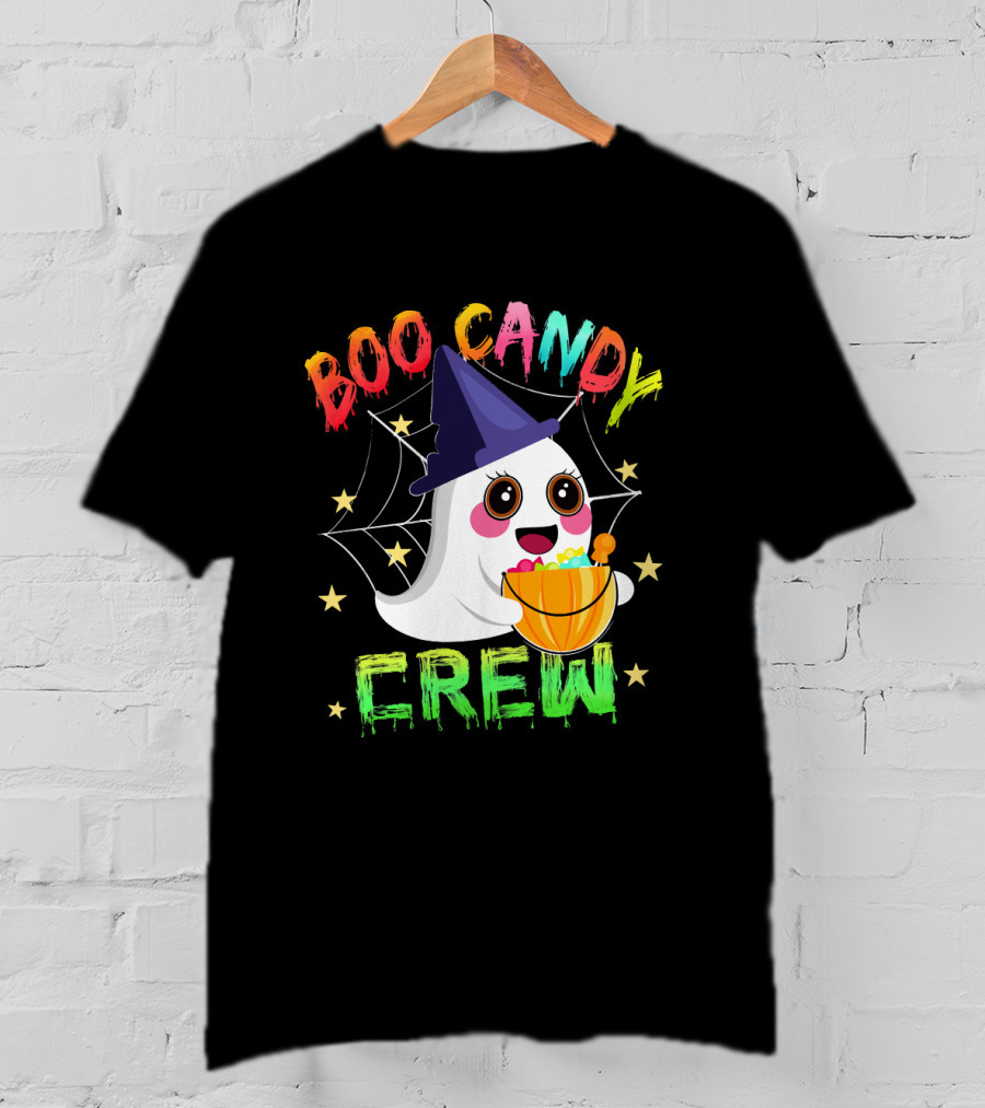 Boo Candy Crew Ghost Halloween Basket Stars Hat T-Shirt
