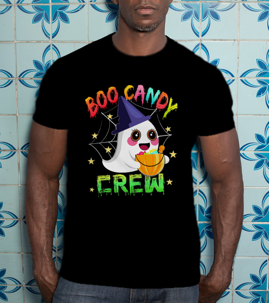Boo Candy Crew Ghost Halloween Basket Stars Hat T-Shirt