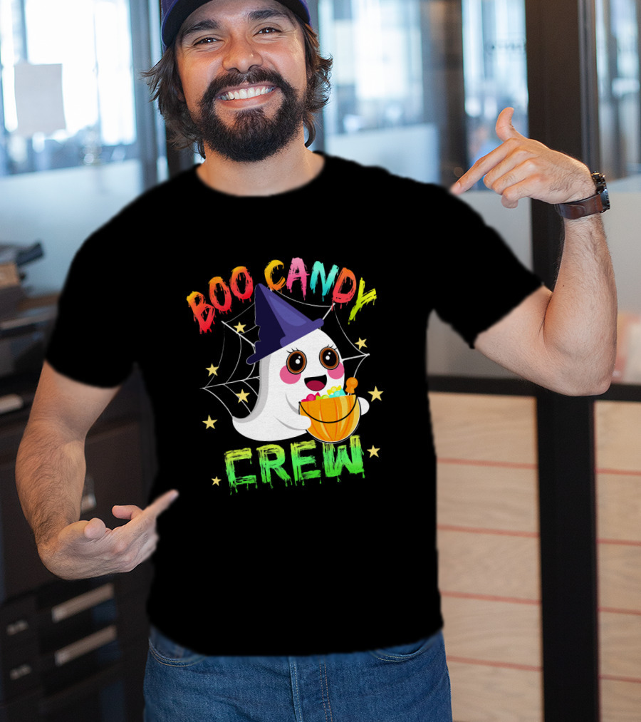 Boo Candy Crew Ghost Halloween Basket Stars Hat T-Shirt