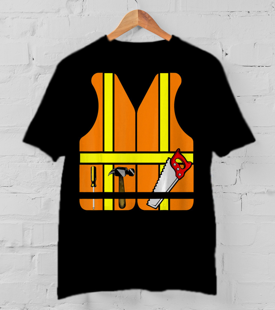 Orange Safety Vest With Tools - Construction Worker Role Play T-Shirt