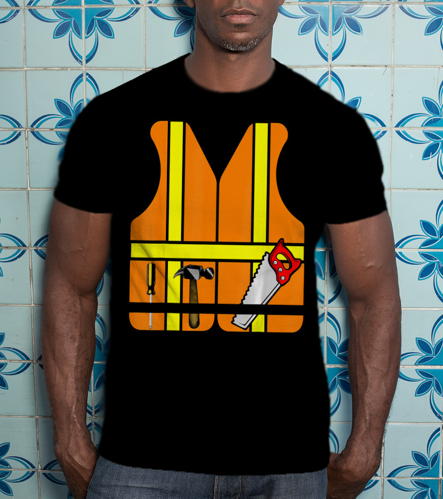 Orange Safety Vest With Tools - Construction Worker Role Play T-Shirt