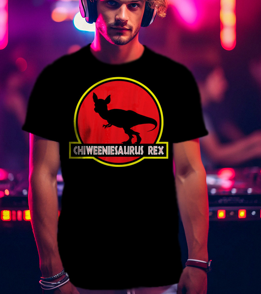 Chiweeniesaurus Rex Funny Chiweenie Jurassic Park T-Shirt