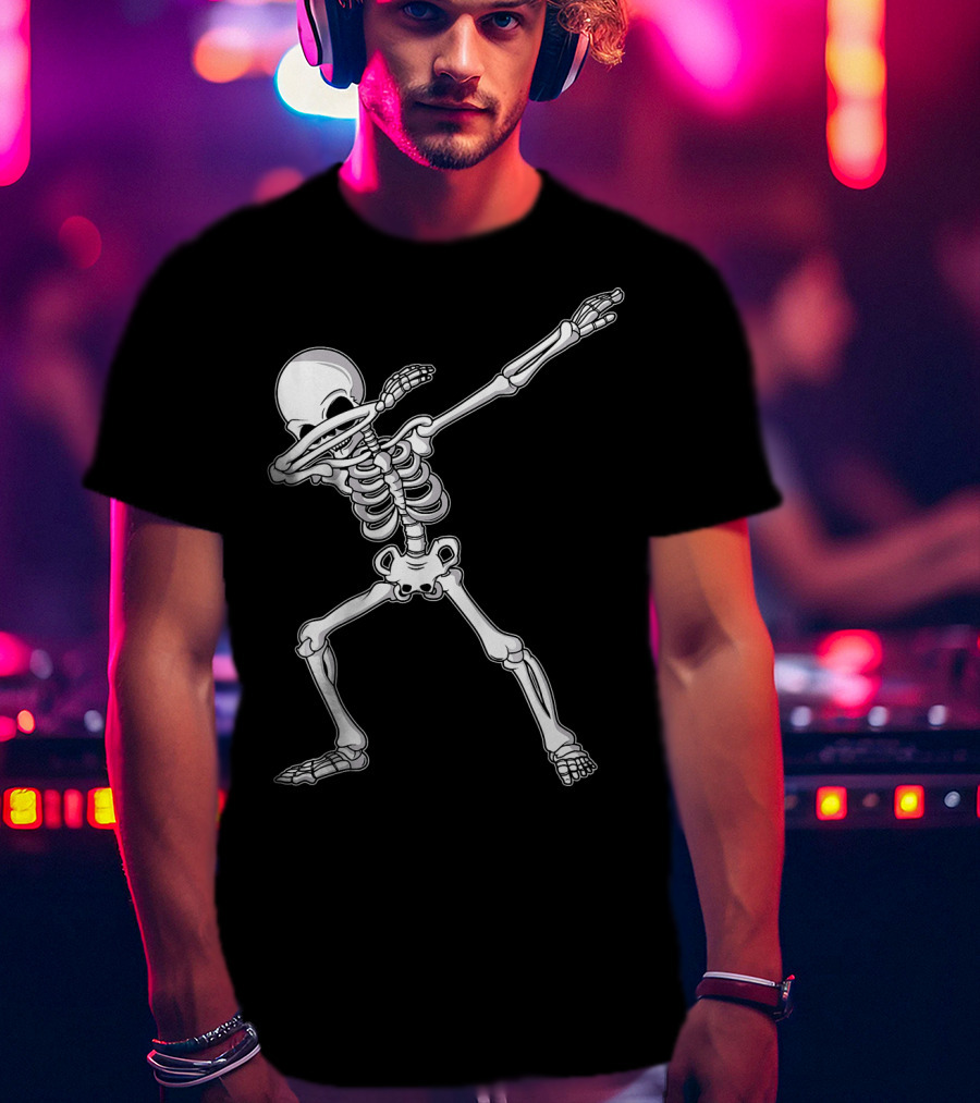 Dabbing Skeleton Kids Adult Dab Bone Dance Pose T-Shirt