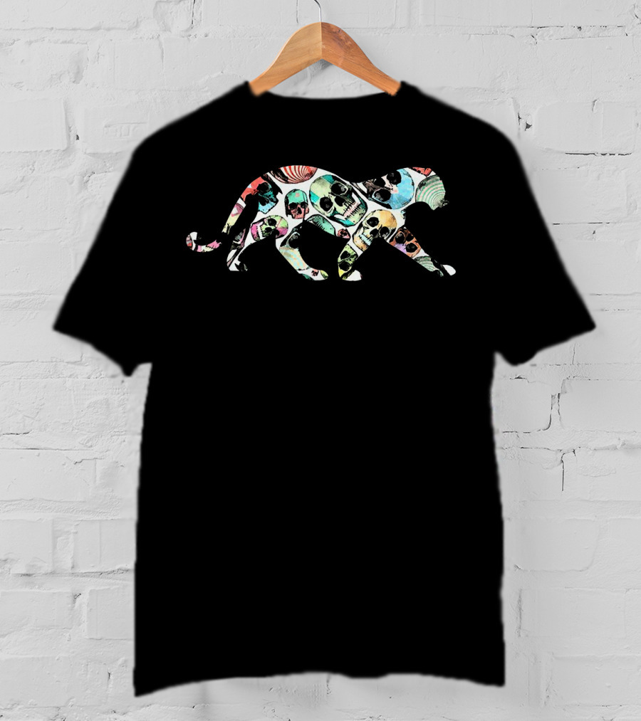 Zombie Leopard Halloween Skull T-Shirt