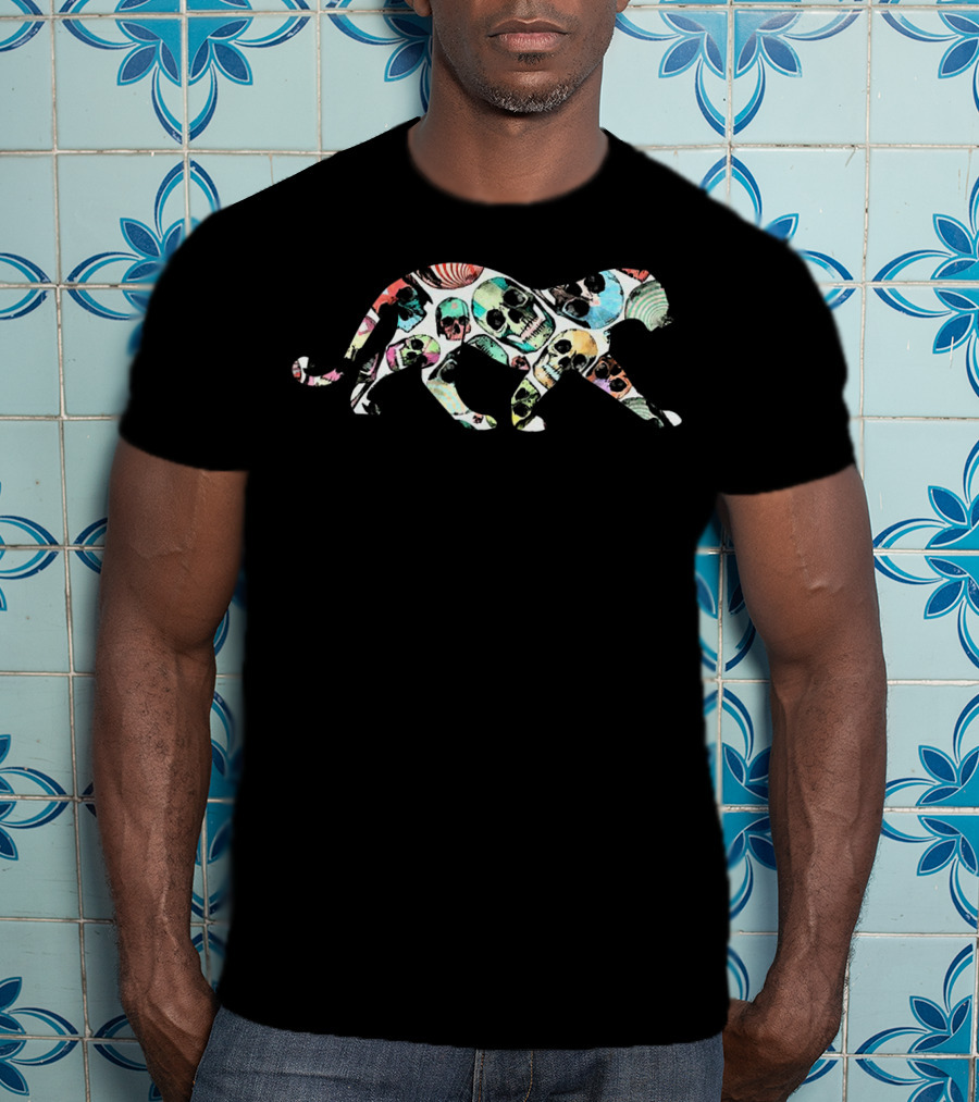 Zombie Leopard Halloween Skull T-Shirt