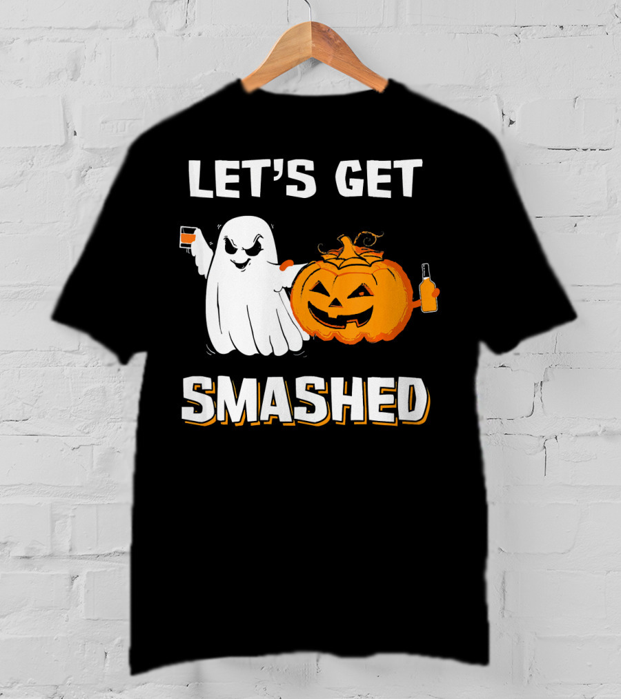 Let's Get Smashed Ghost Pumpkin Drinking T-Shirt