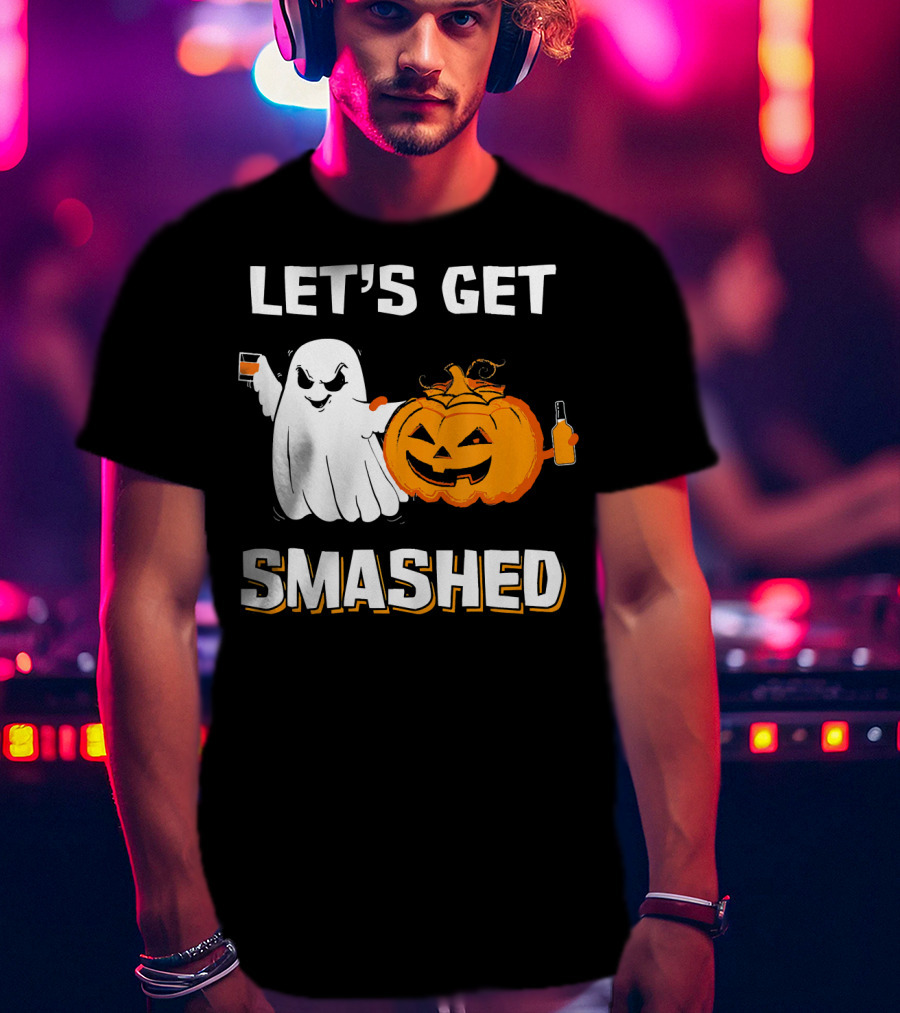 Let's Get Smashed Ghost Pumpkin Drinking T-Shirt