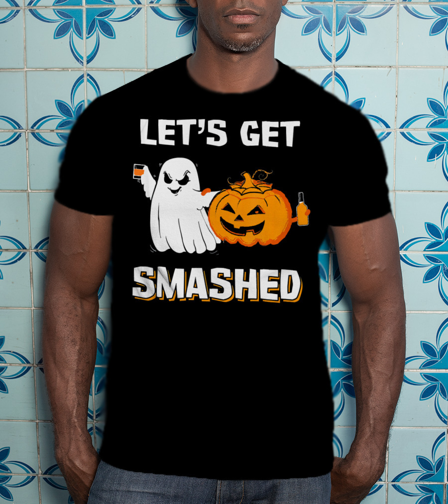 Let's Get Smashed Ghost Pumpkin Drinking T-Shirt