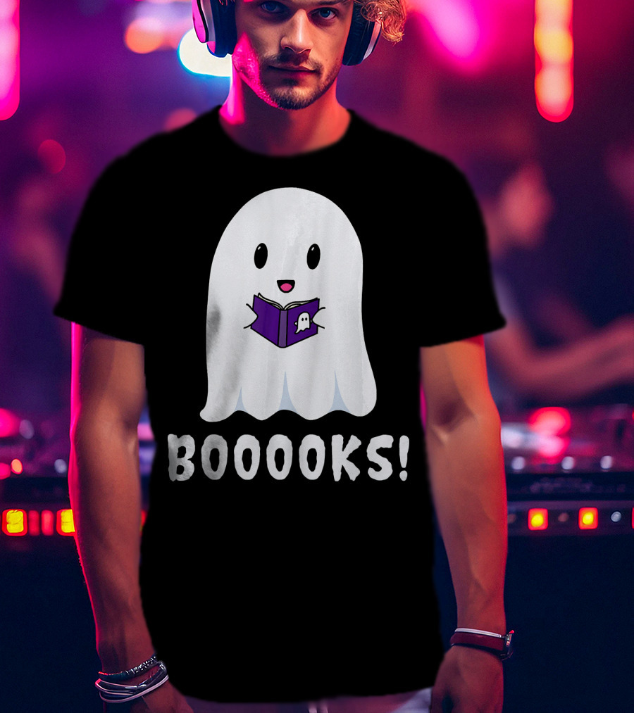 Booooks Ghost Halloween Reading Library T-Shirt