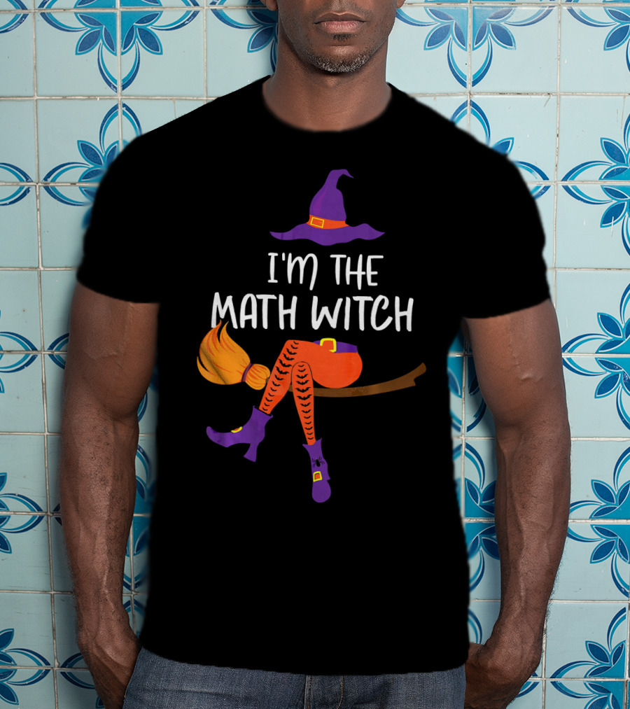 I'm The Math Witch: Purple Hat And Broomstick Rider T-Shirt