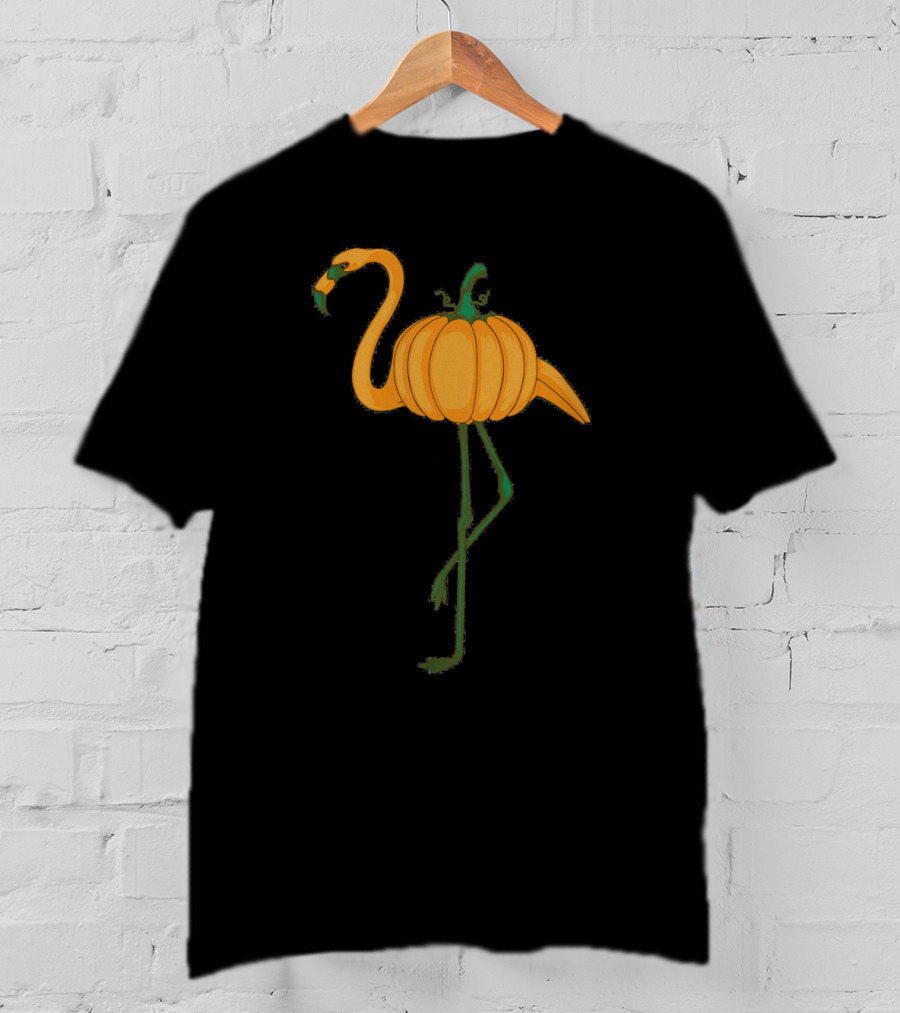 Flamingoween Cool Halloween Flamingo Pumpkin Fusion T-Shirt