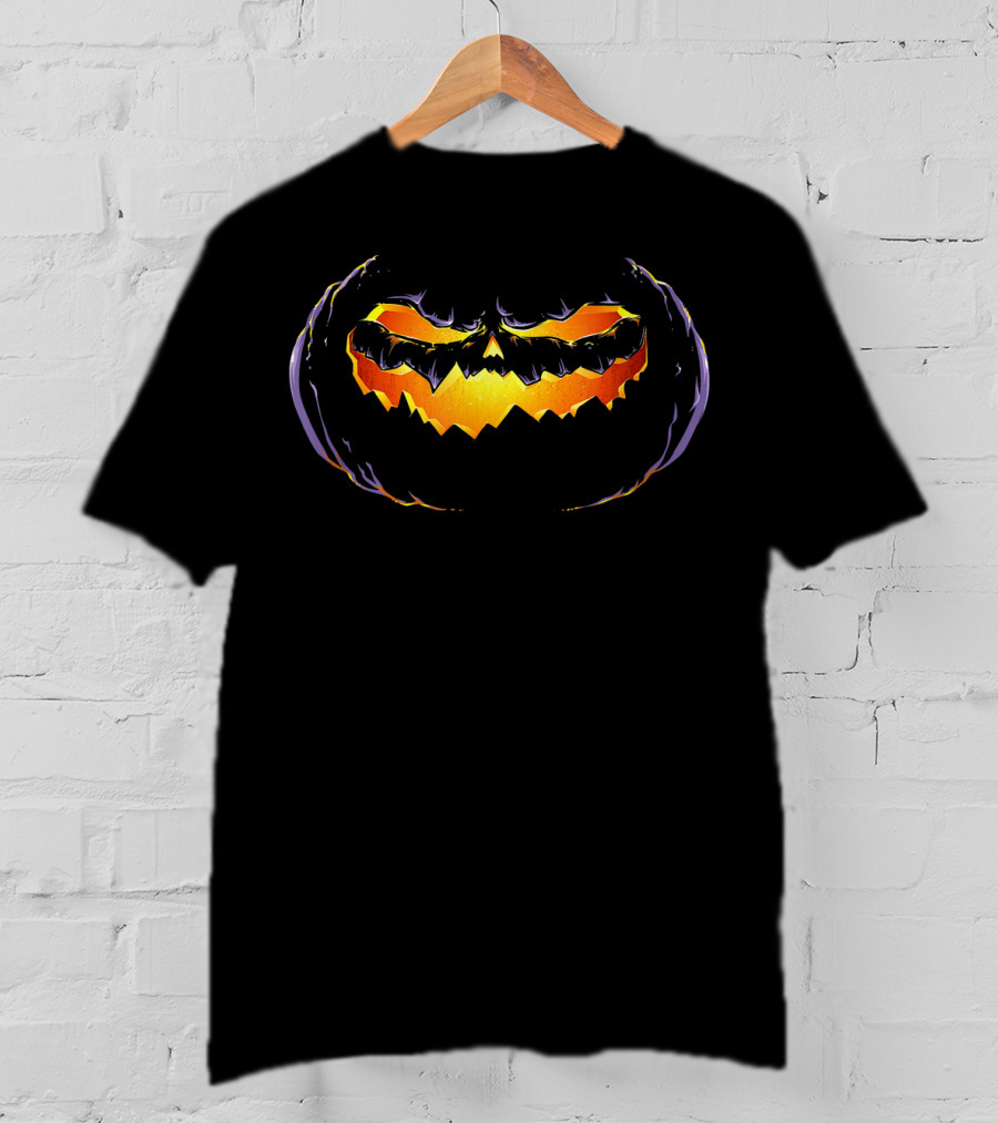 Scary Jack O Lantern Halloween Pumpkin Face T-Shirt