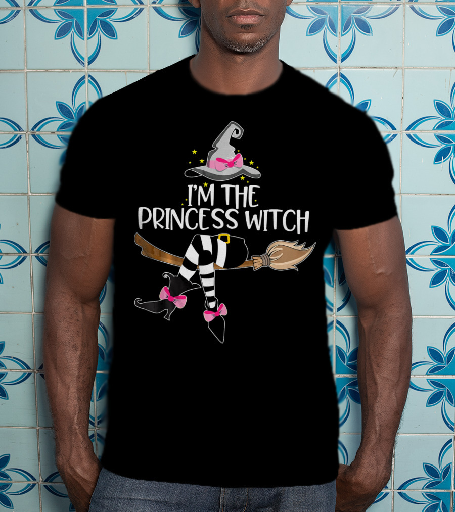 I'm The Princess Witch Hat Broom Magic Pink Bows T-Shirt