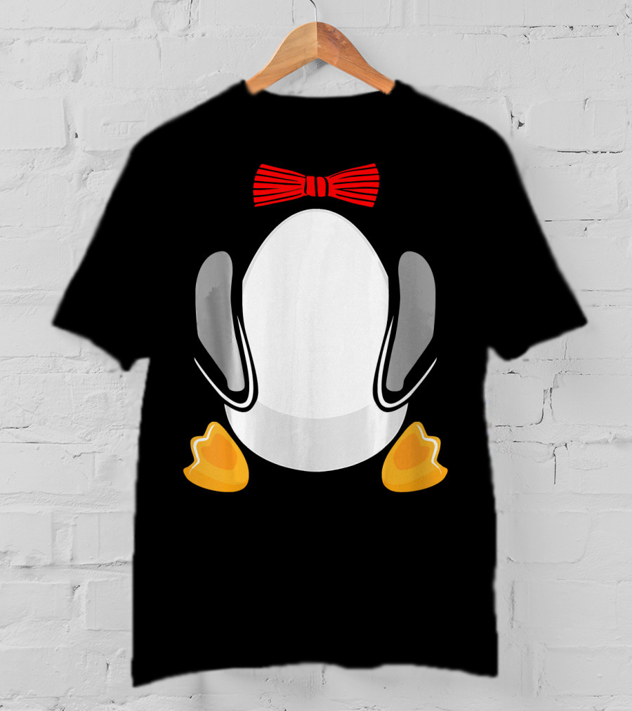 Funny Penguin Kids Halloween Costume Bowtie Feet T-Shirt