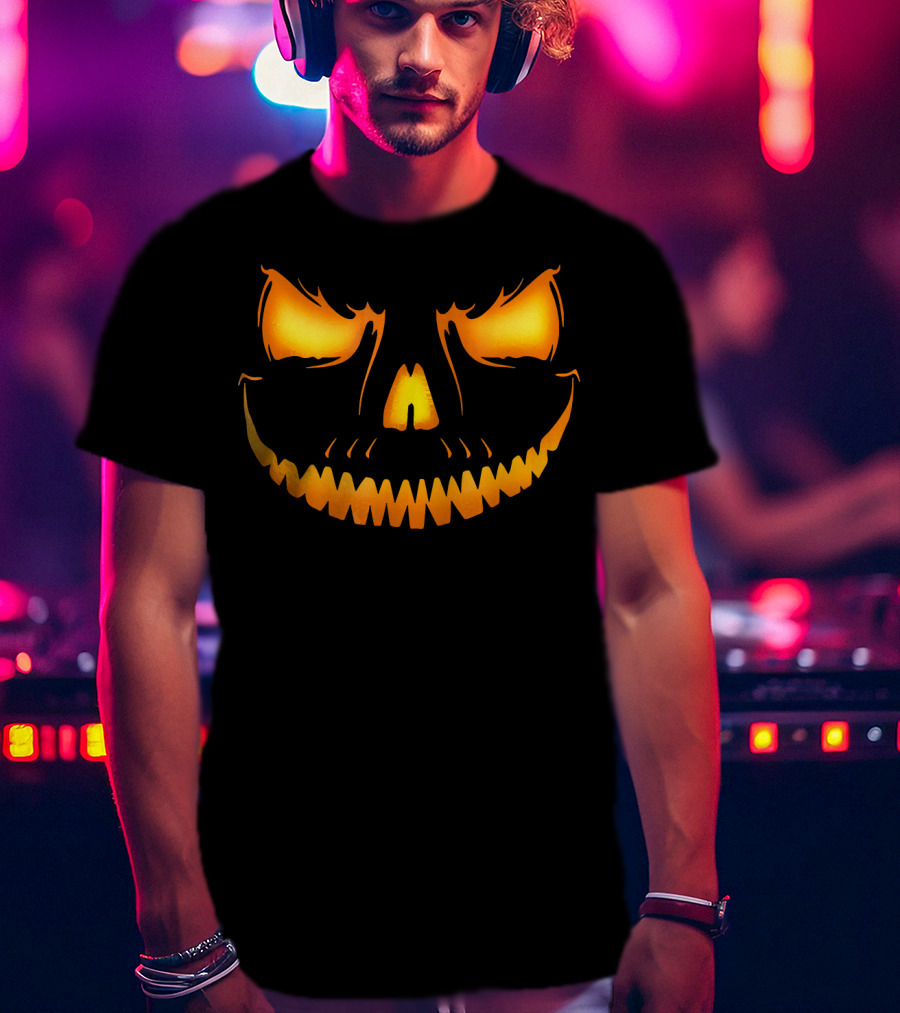 Halloween Costume Creepy Jack-O'-Lantern Pumpkin Face T-Shirt