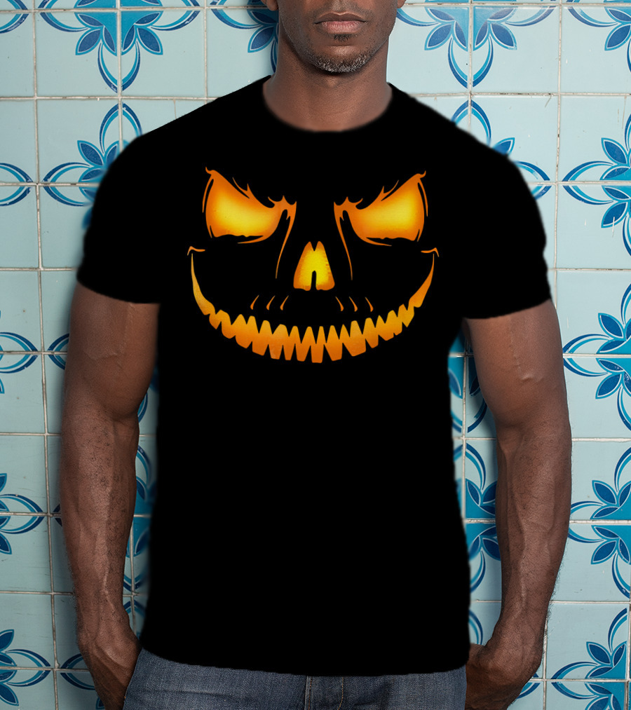 Halloween Costume Creepy Jack-O'-Lantern Pumpkin Face T-Shirt