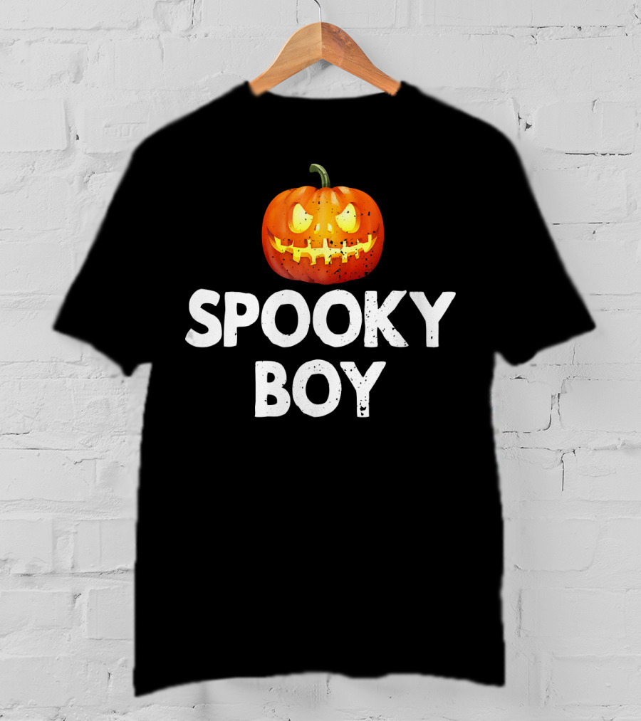 Spooky Boy Halloween Pumpkin Face T-Shirt