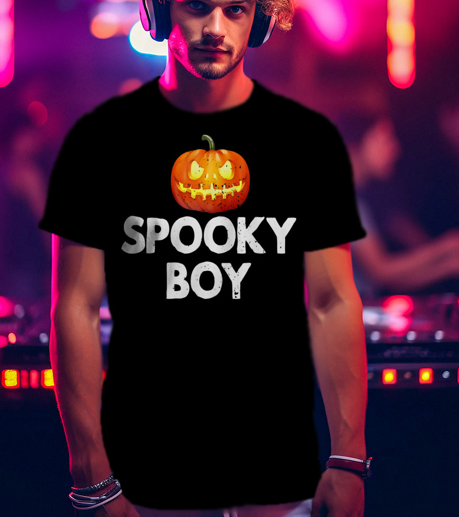 Spooky Boy Halloween Pumpkin Face T-Shirt