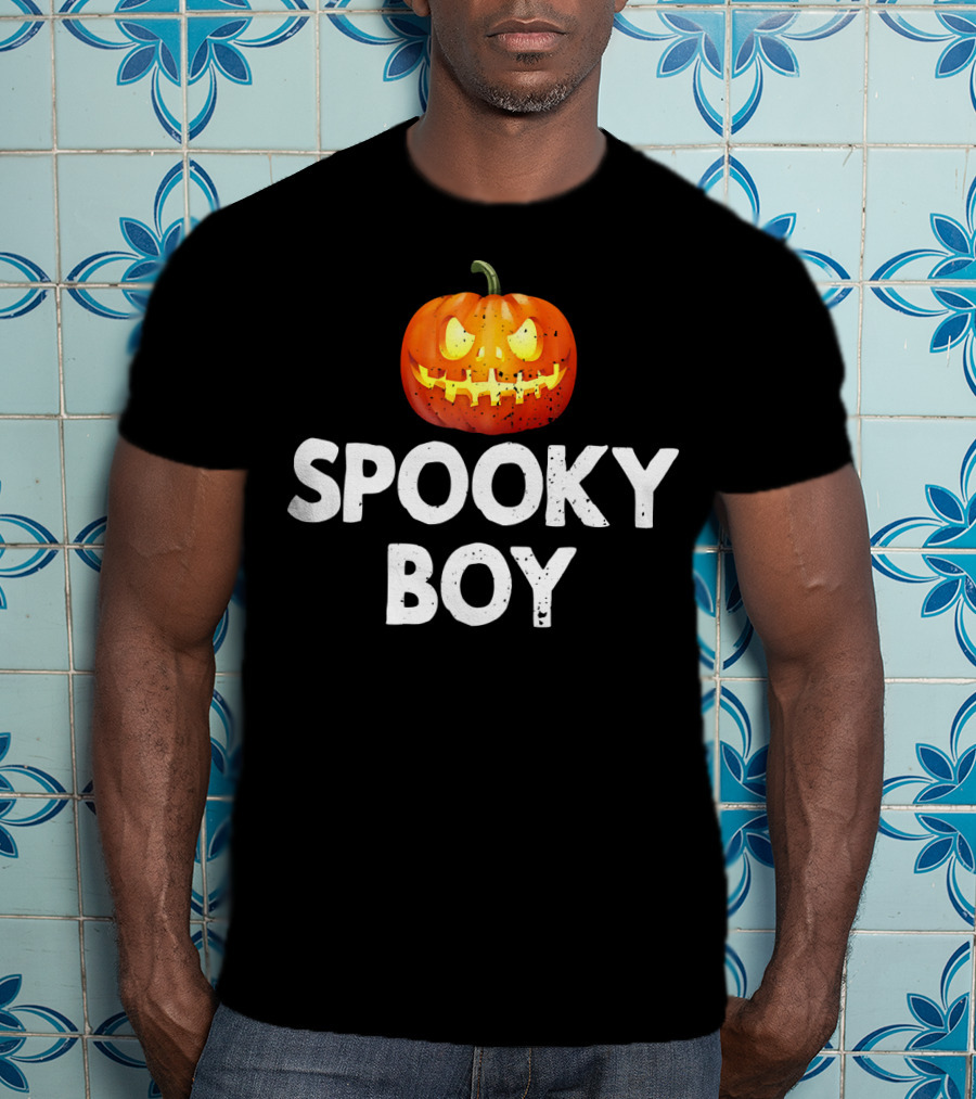 Spooky Boy Halloween Pumpkin Face T-Shirt