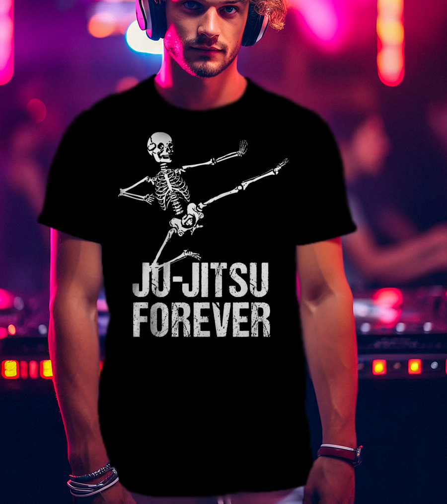 Ju Jitsu Forever Kicking Skeleton Moves T-Shirt