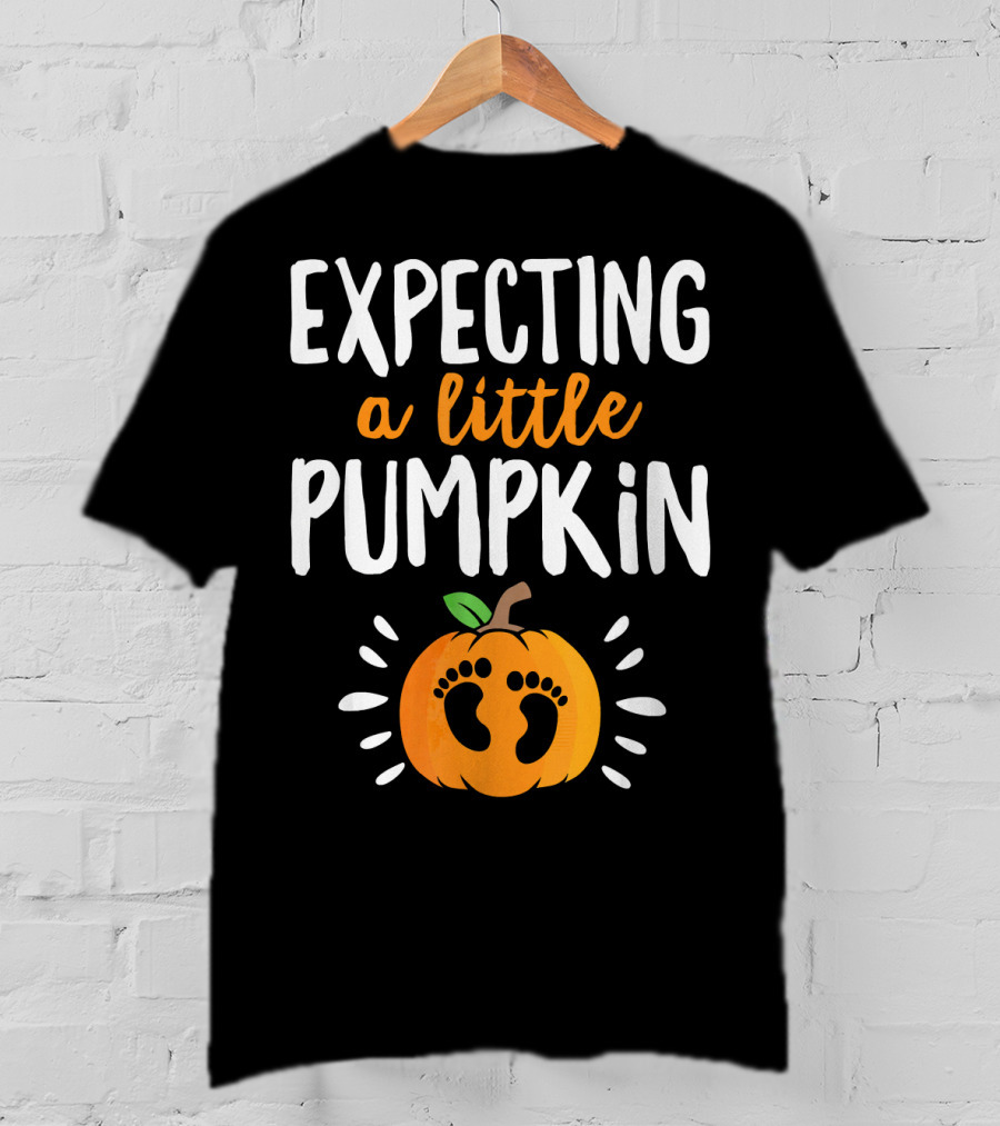Expecting A Little Pumpkin With Adorable Baby Footprints T-Shirt