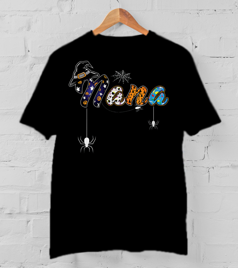 Nana Halloween Cute Witch Hat Spider Web Spooky T-Shirt