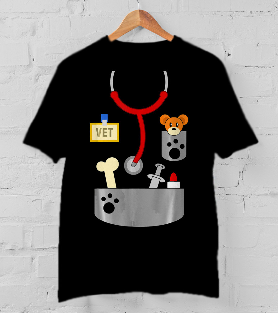 Halloween Vet Costume With Stethoscope And Plush Bear T-Shirt