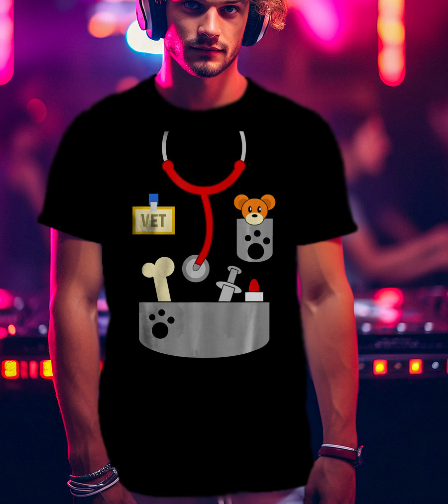 Halloween Vet Costume With Stethoscope And Plush Bear T-Shirt