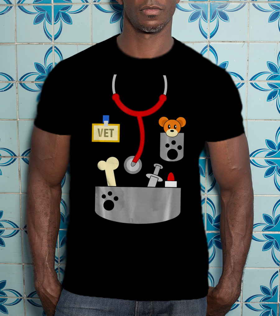 Halloween Vet Costume With Stethoscope And Plush Bear T-Shirt