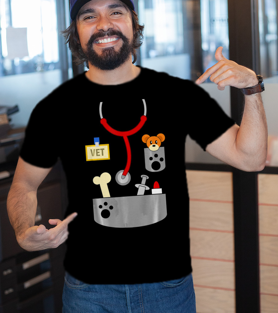 Halloween Vet Costume With Stethoscope And Plush Bear T-Shirt