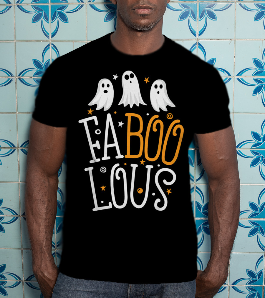 Faboolous Ghost Halloween Funny Pun With Boo And Spooky Stars T-Shirt