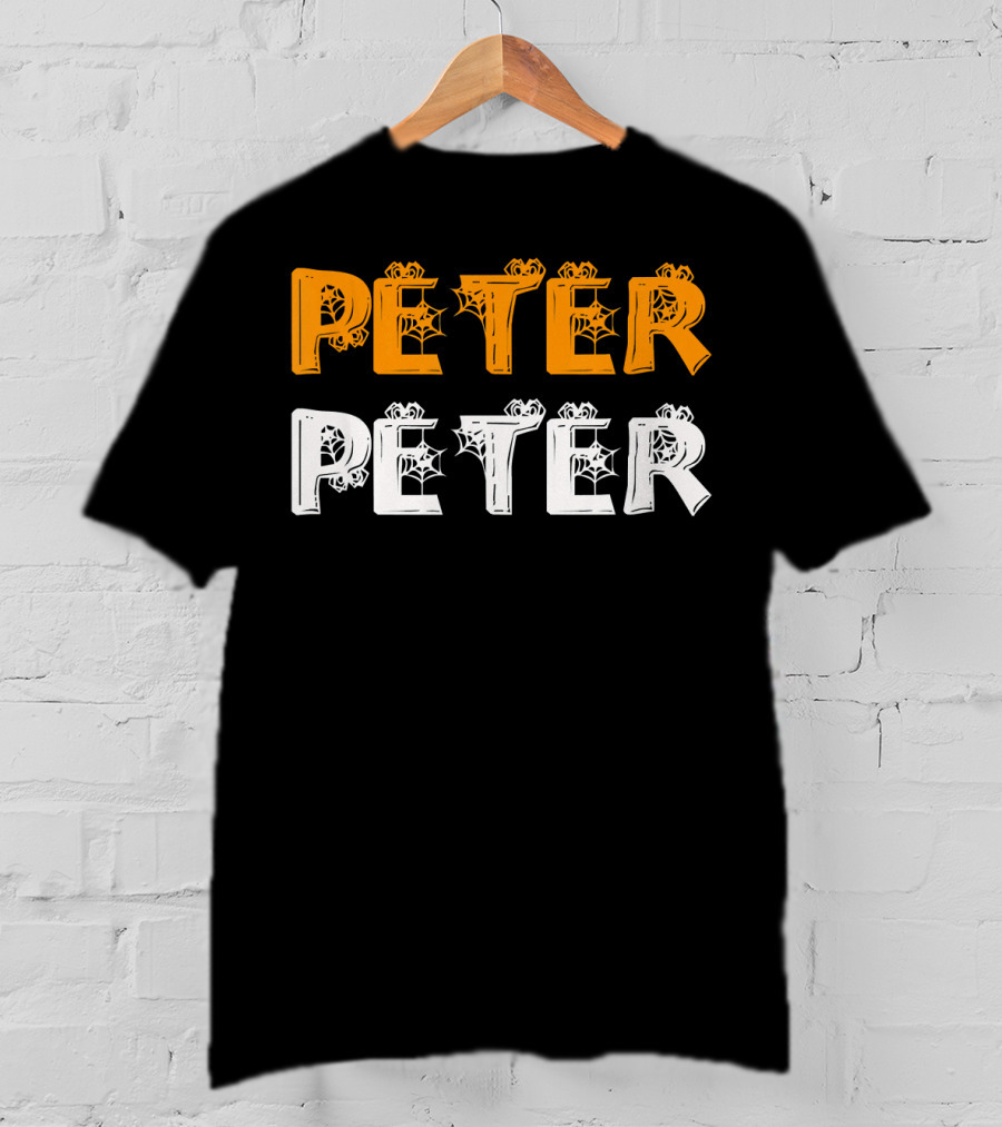Peter Peter Pumpkin Halloween Eater Spiderweb Letters T-Shirt