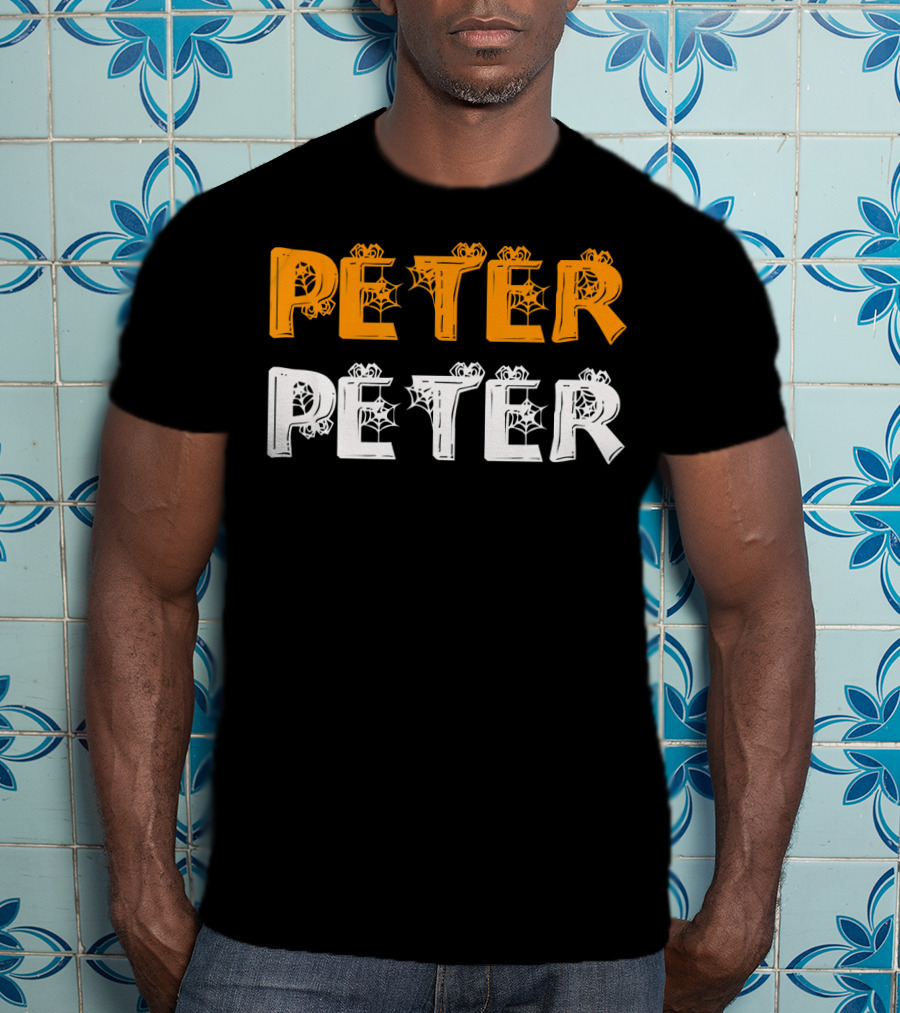 Peter Peter Pumpkin Halloween Eater Spiderweb Letters T-Shirt