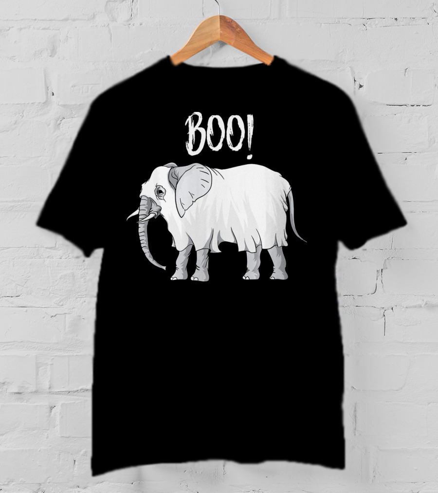 BOO Funny Ghost Grey Elephant Costume T-Shirt